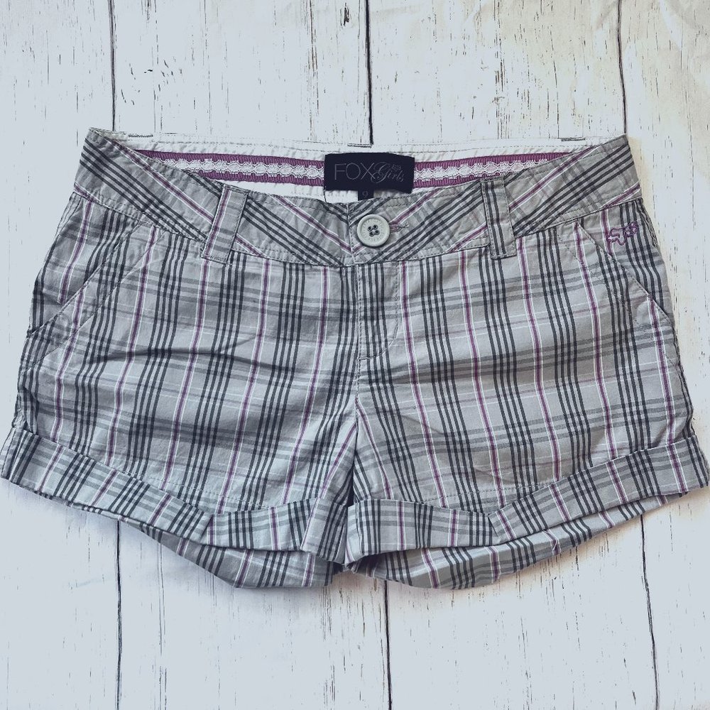 Fox Girls Cuffed Checked Shorts SZ Junior 9
